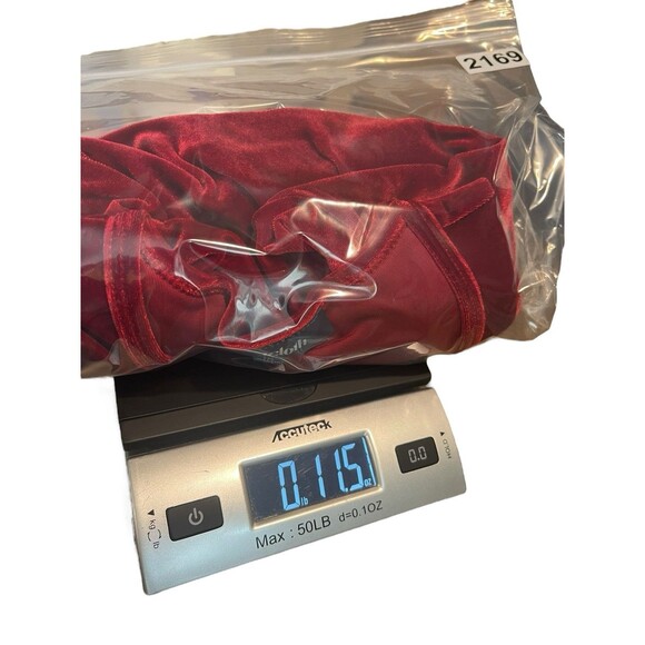 ModCloth 1X Red Velvet Wrap Bodysuit Deep V Neck 3/4 Sleeve Stretch Holiday - Picture 12 of 13